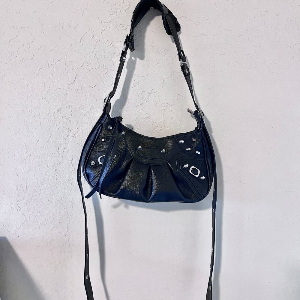 Faux Leather Mini Studed Y2K Punk Buckle Shoulder Bag - Picture 11 of 11